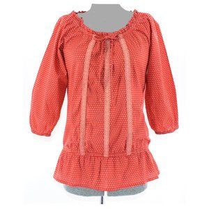 Cumar Italy Drop Waist Red Polka Dot Blouse M